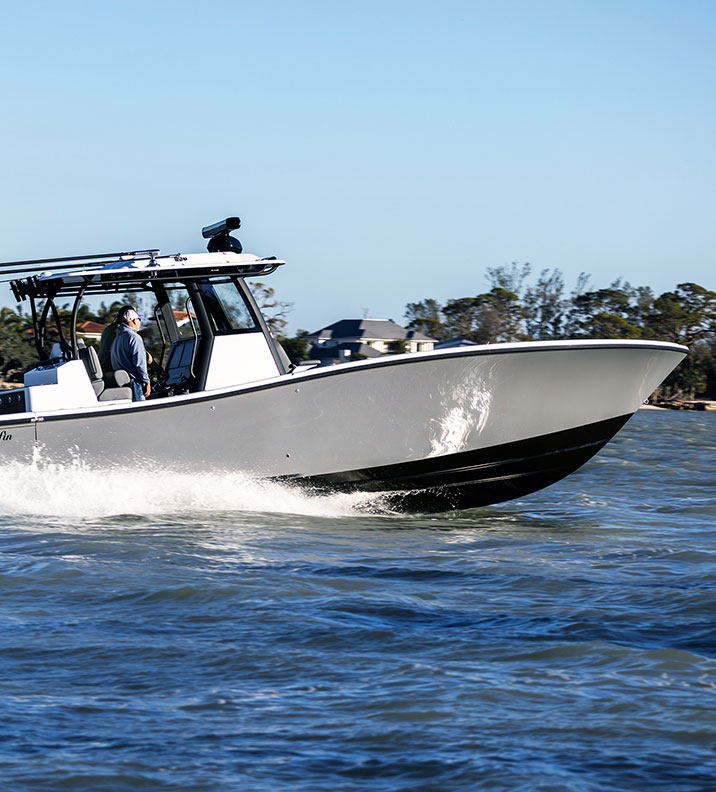Yellowfin 36 Offshore Demo crusing on the water