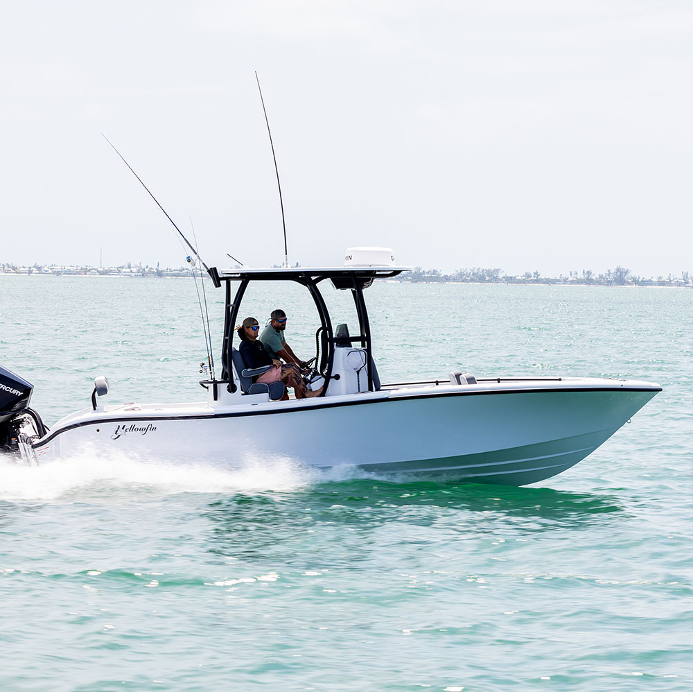 Anglers driving the Yellowfin 26 Hybrid Bay Boat