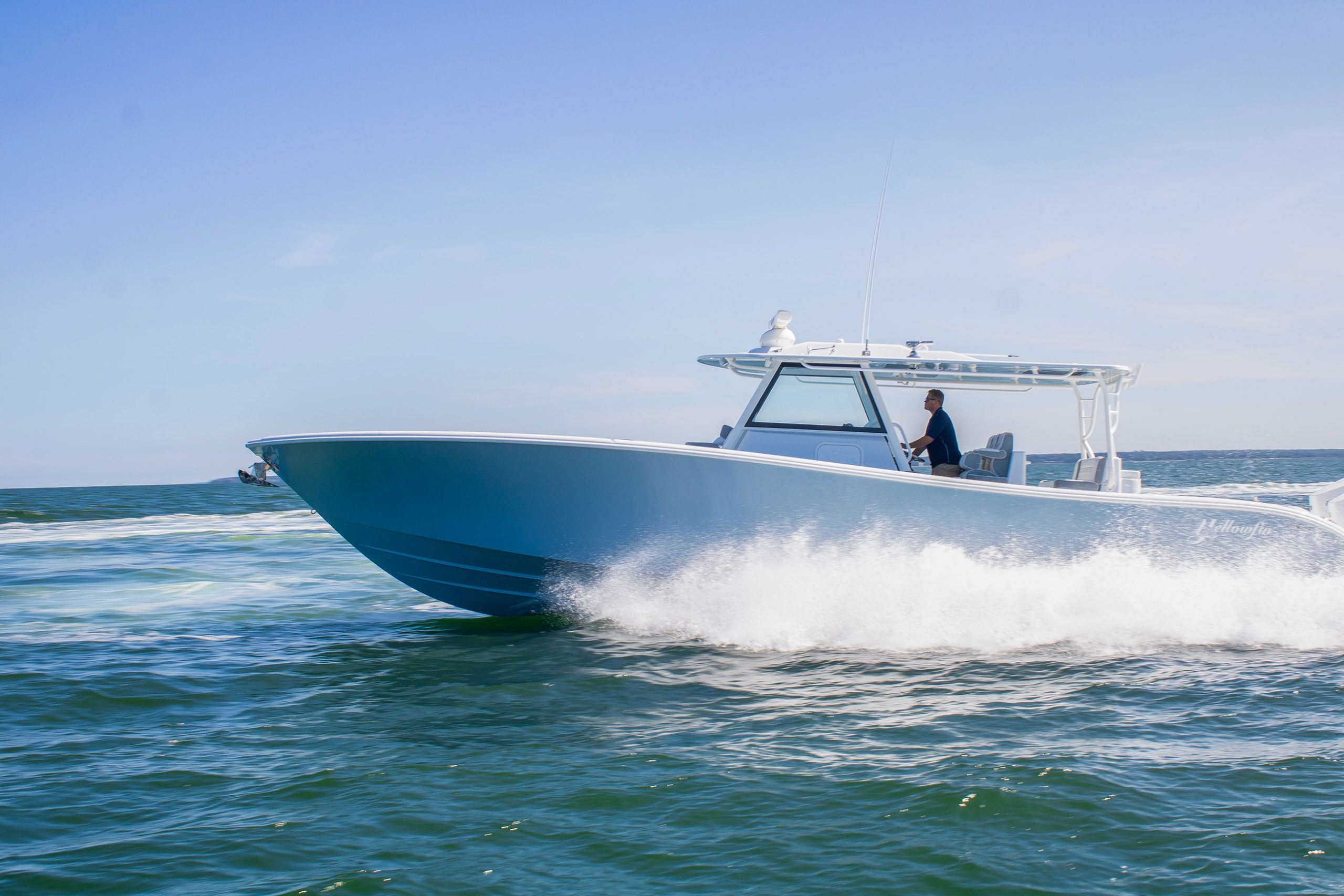 Yellowfin 42 Offshore center console fishing boat on the water